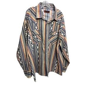 Vtg Timber Rock Long Sleeve Shirts Men 3X Button Down Western BrushPopper